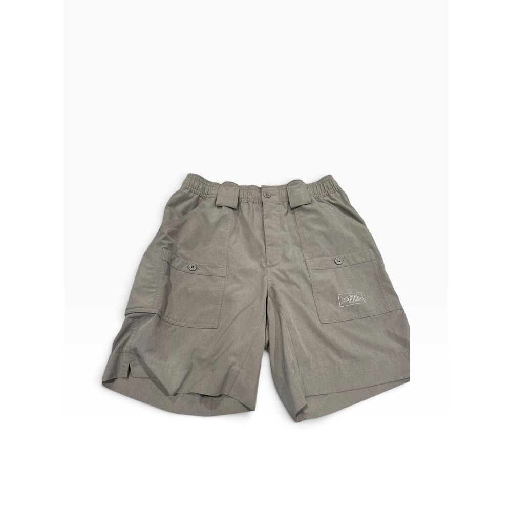 AFTCO Mens Original Fishing Shorts Gray Tactical Performance Cargo Size 30